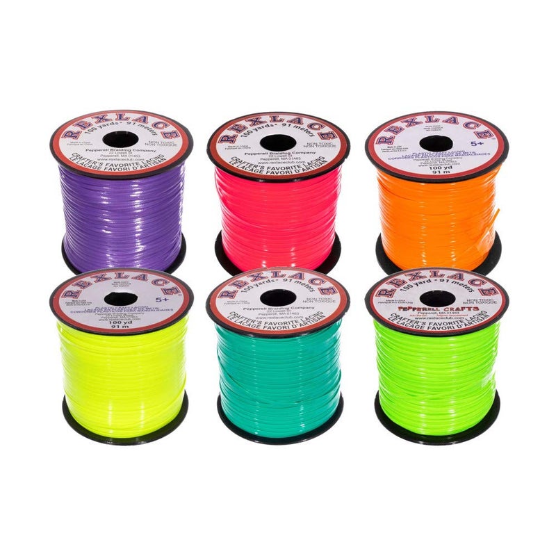 Craft County Rexlace Multicolor Bundle Packs â€“ 100 Yards of Each Color (Neon) - Image 1